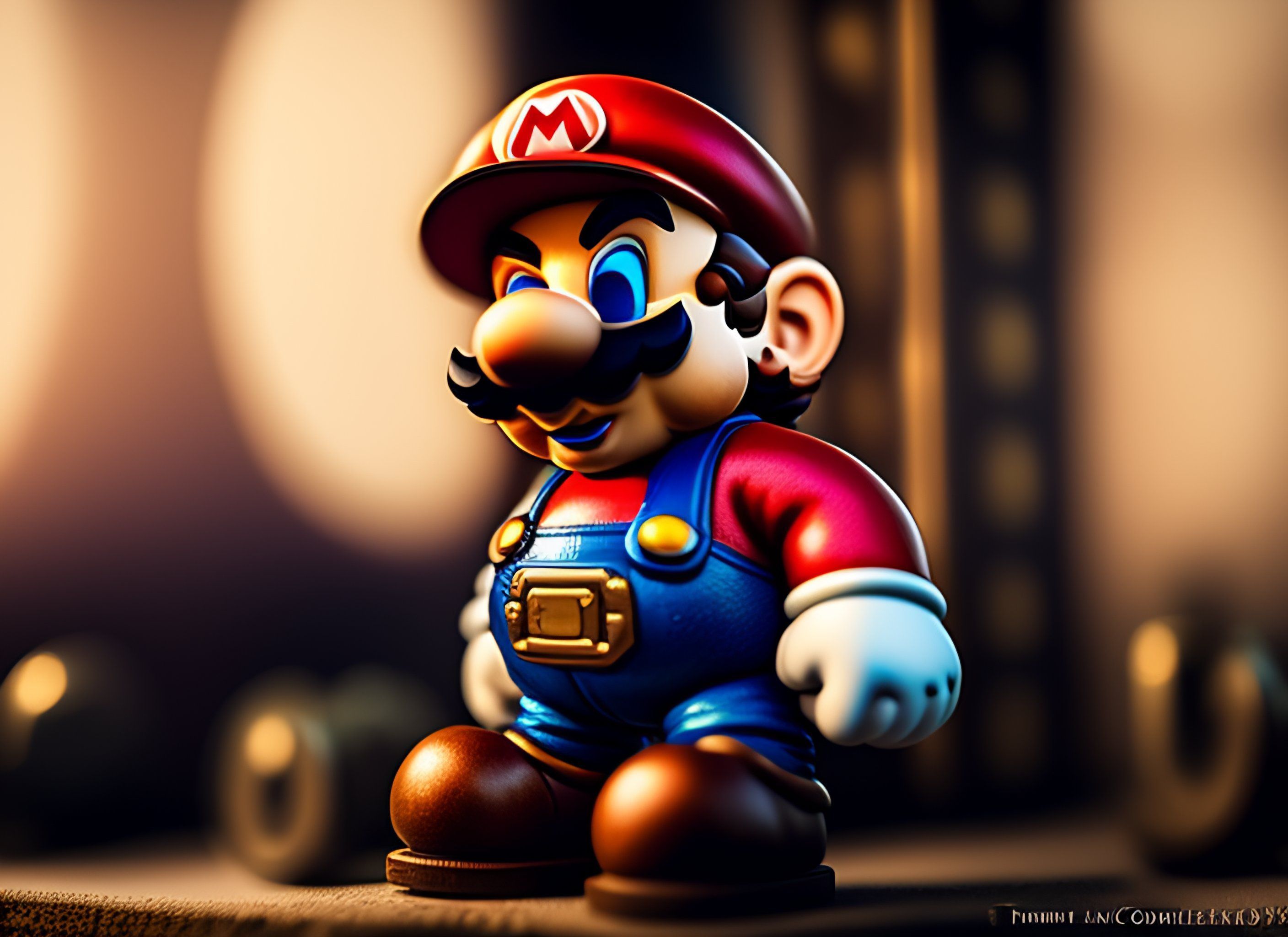 Mario, the famous video game character, standing on a table - Super Mario