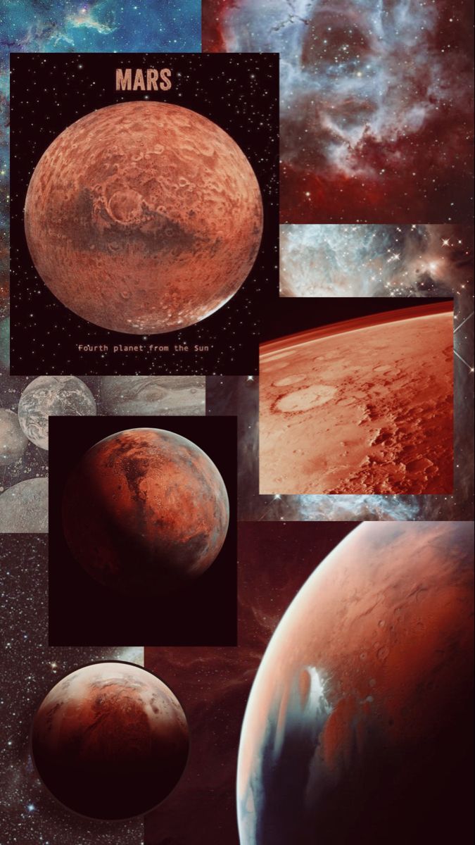 A collage of mars and other planets - Mars