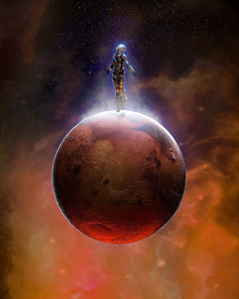 A person standing on top of an alien planet - Mars