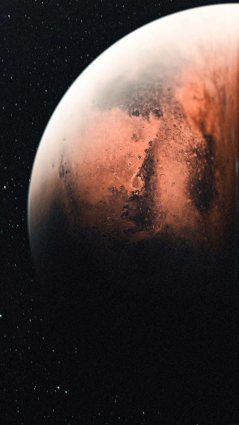A planet in space with a black sky - Mars