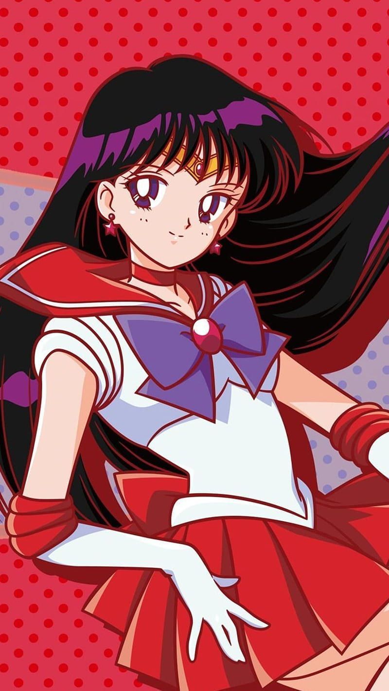 A girl in anime style with long black hair - Sailor Mars