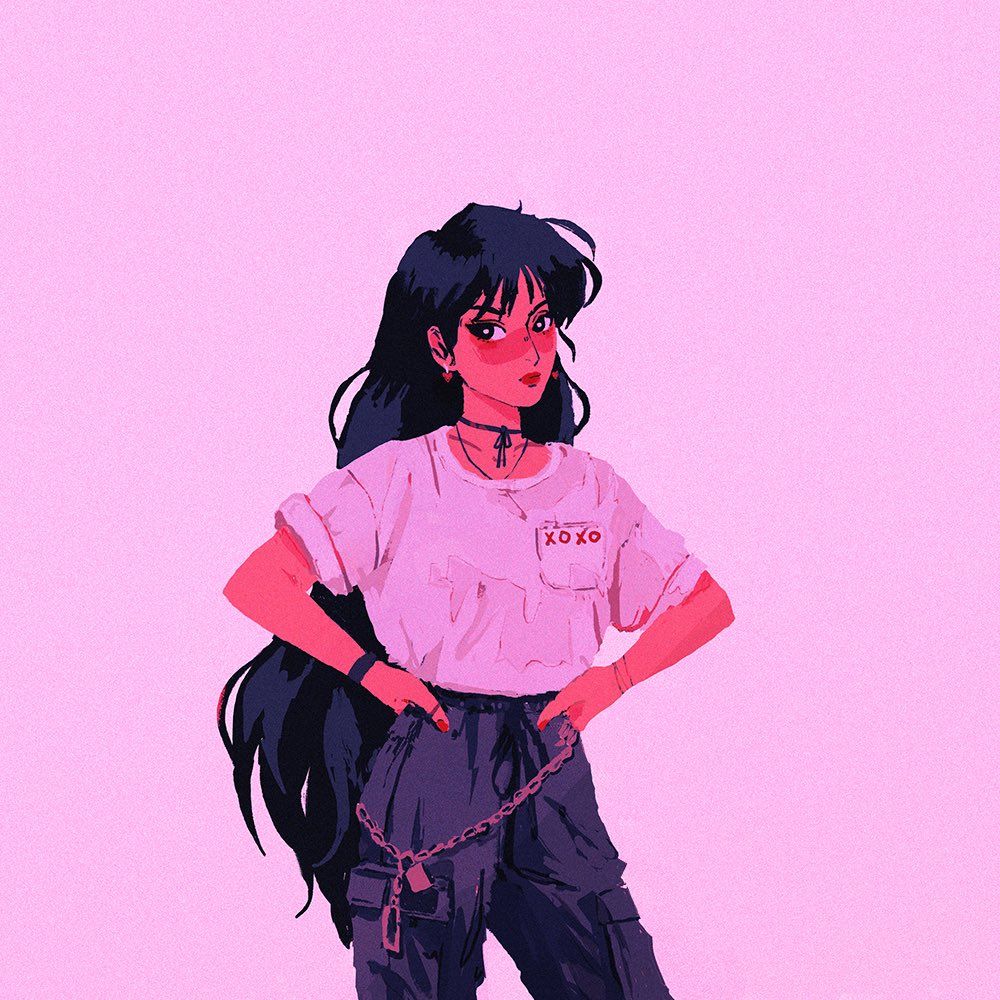 A girl with long hair and black pants - Sailor Mars