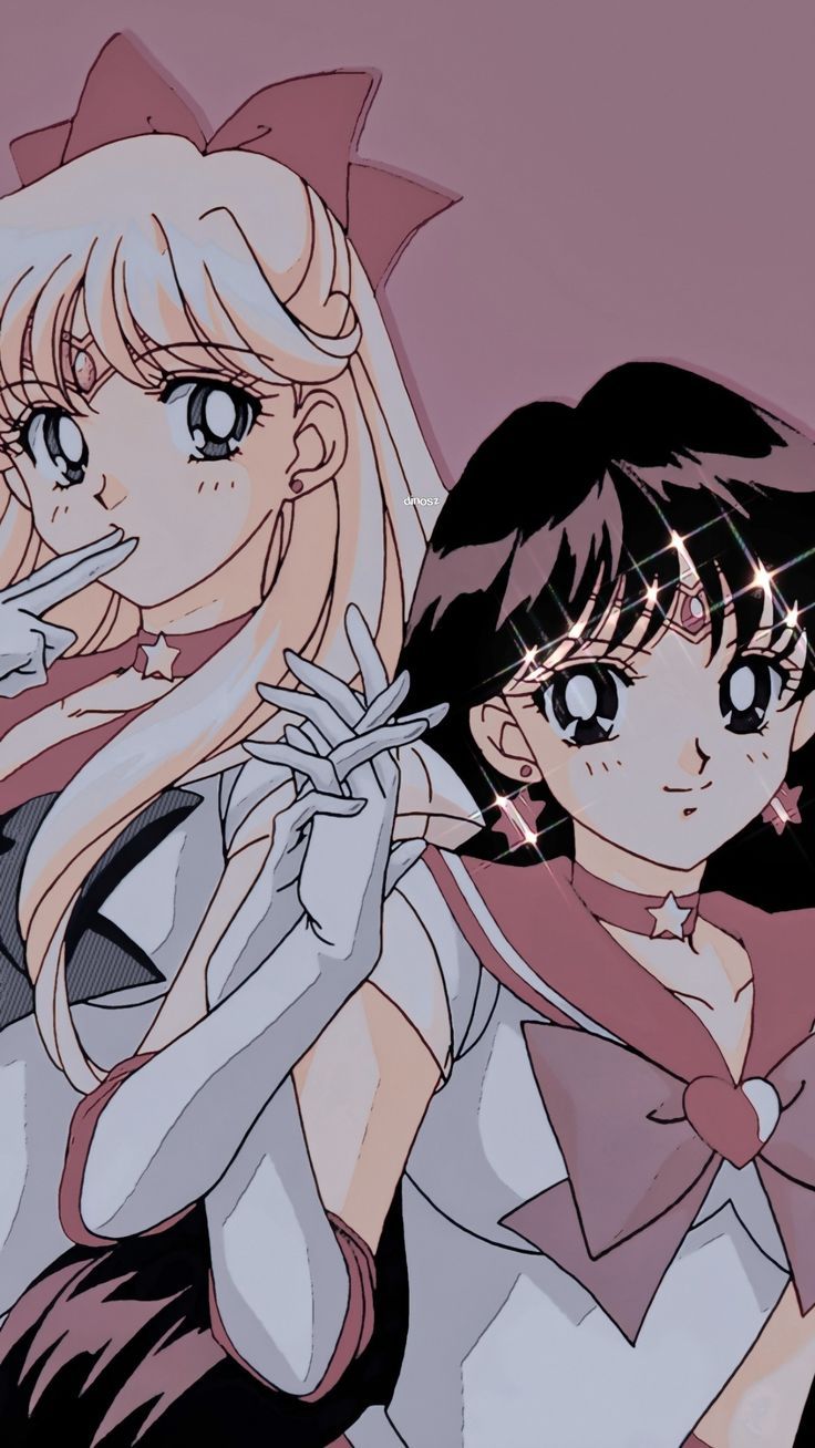 Two anime girls are standing next to each other - Sailor Mars