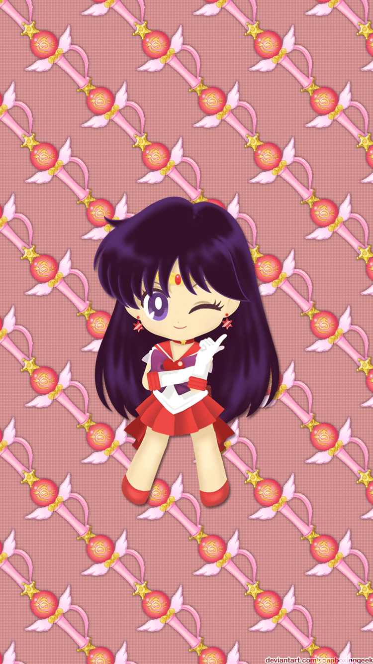 A cute cartoon girl with long hair and bows - Sailor Mars