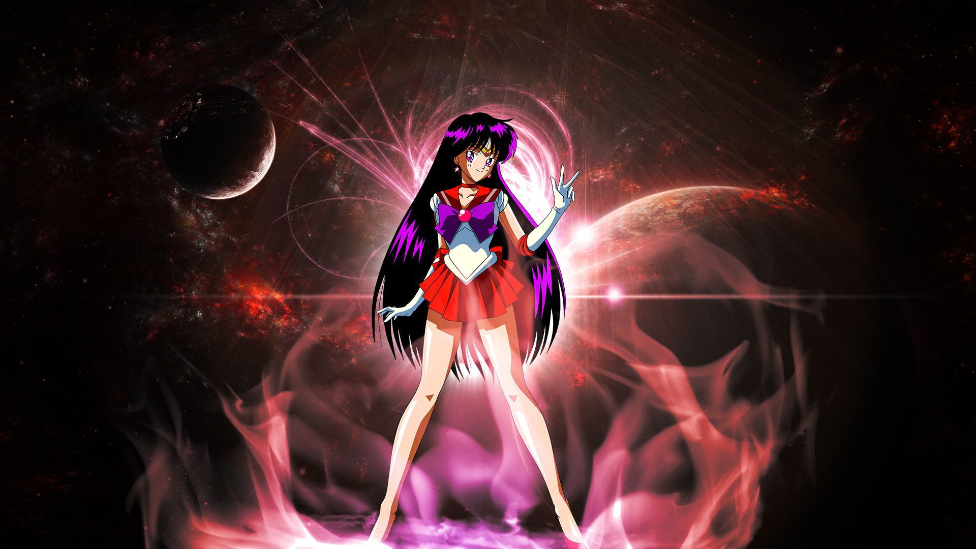 A cartoon character with long hair and red dress - Sailor Mars