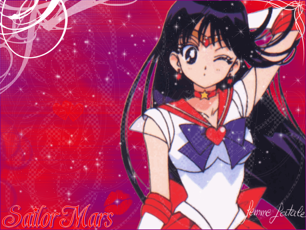 A cartoon character with long black hair - Sailor Mars