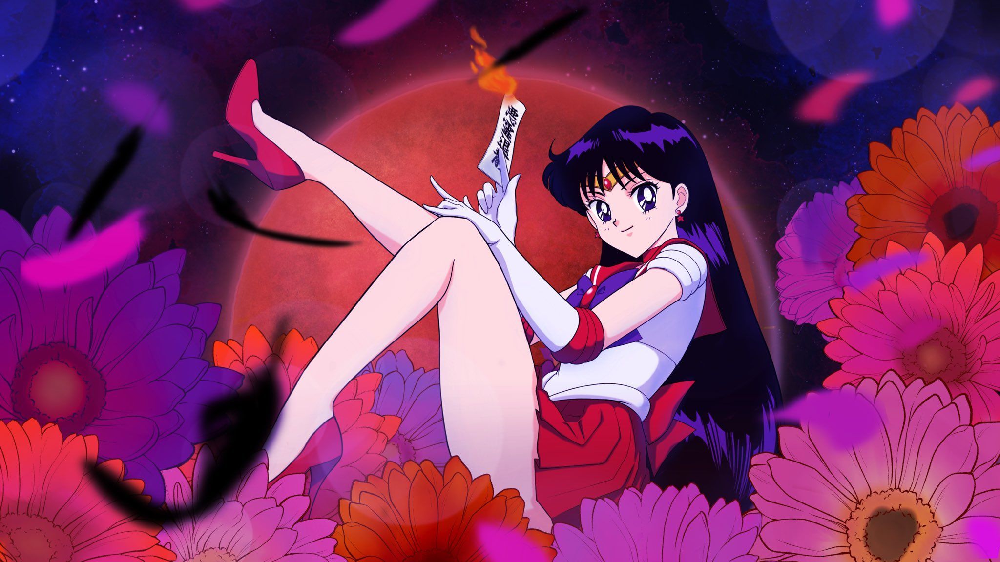 hino rei and sailor mars (bishoujo senshi sailor moon) drawn