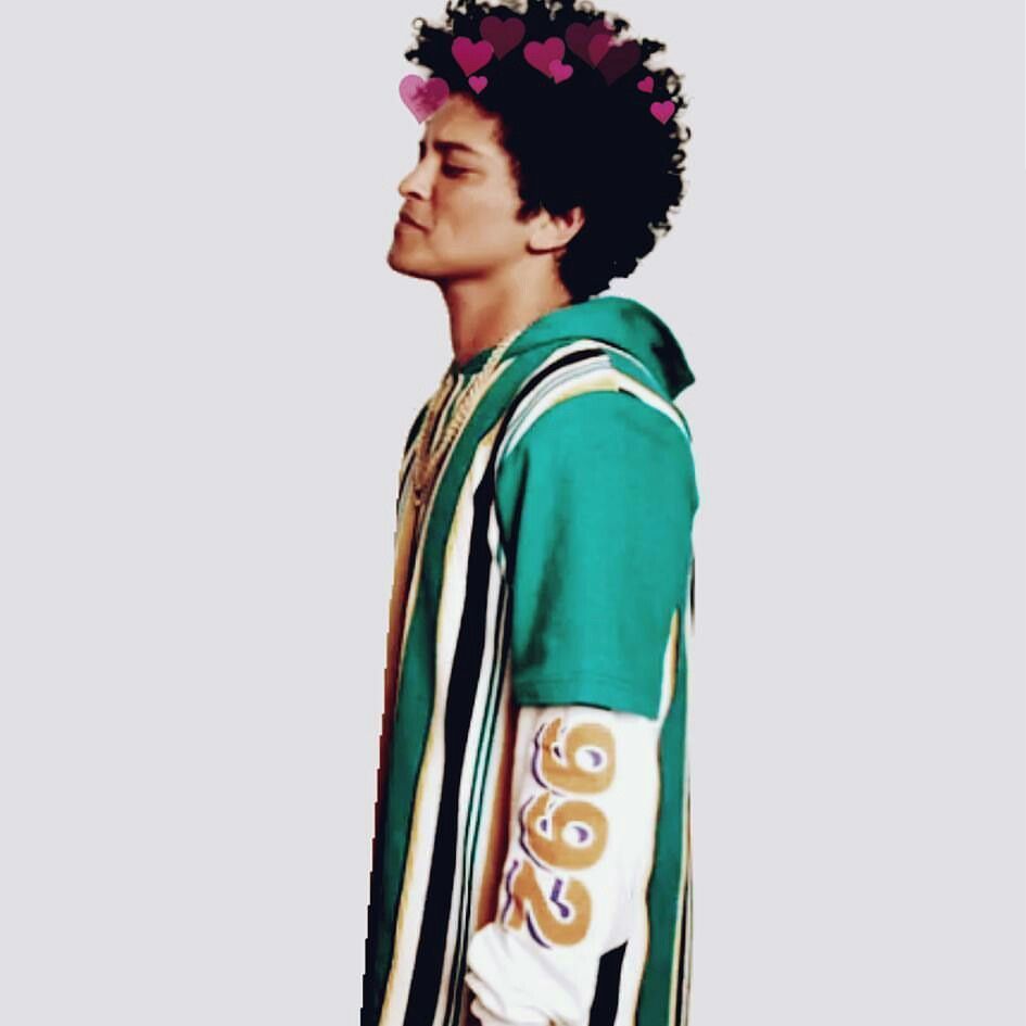 Bruno Mars wearing a green hoodie with white stripes on the sleeves - Bruno Mars