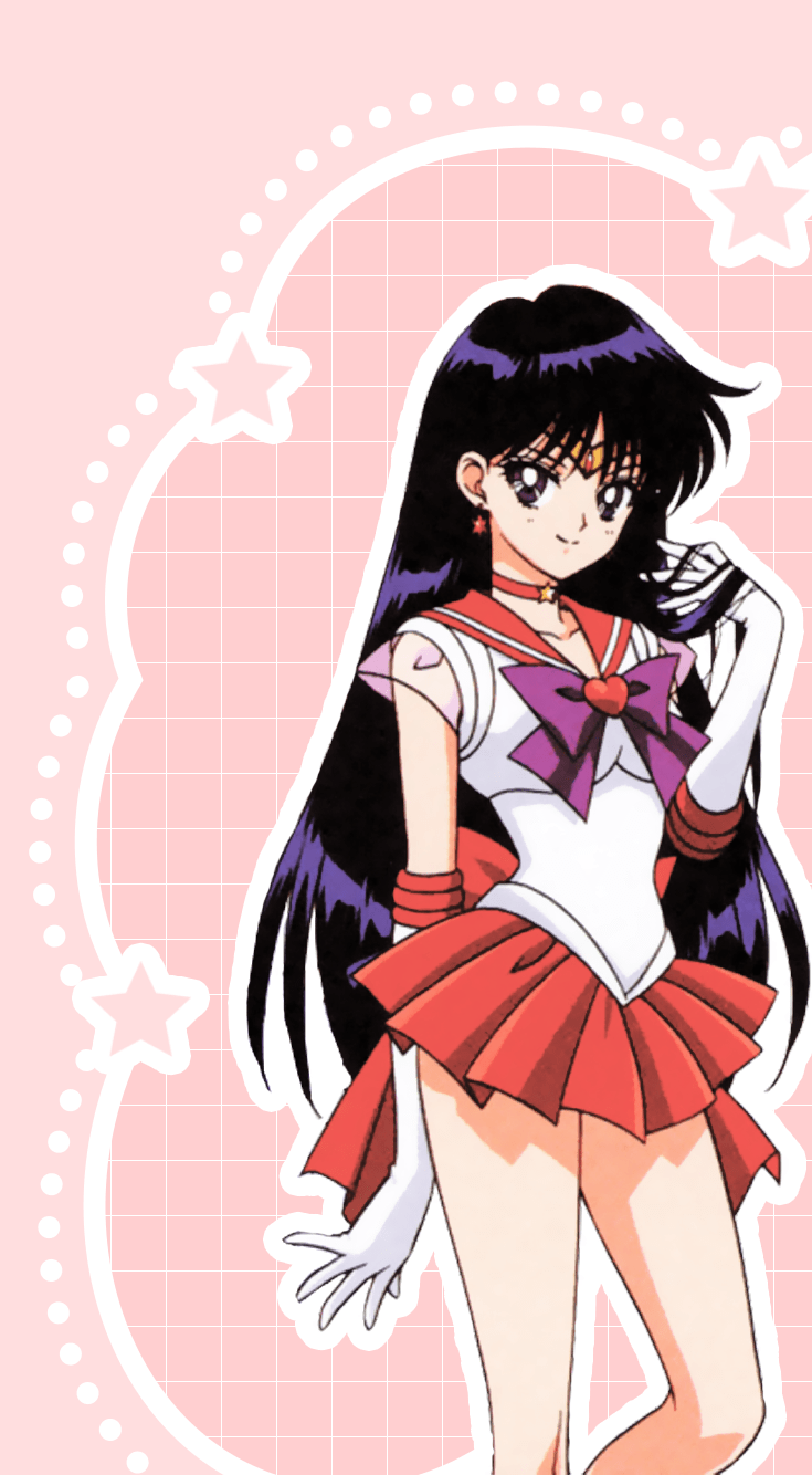 Sailor Mars phone background with a pink background and white grid. - Sailor Mars