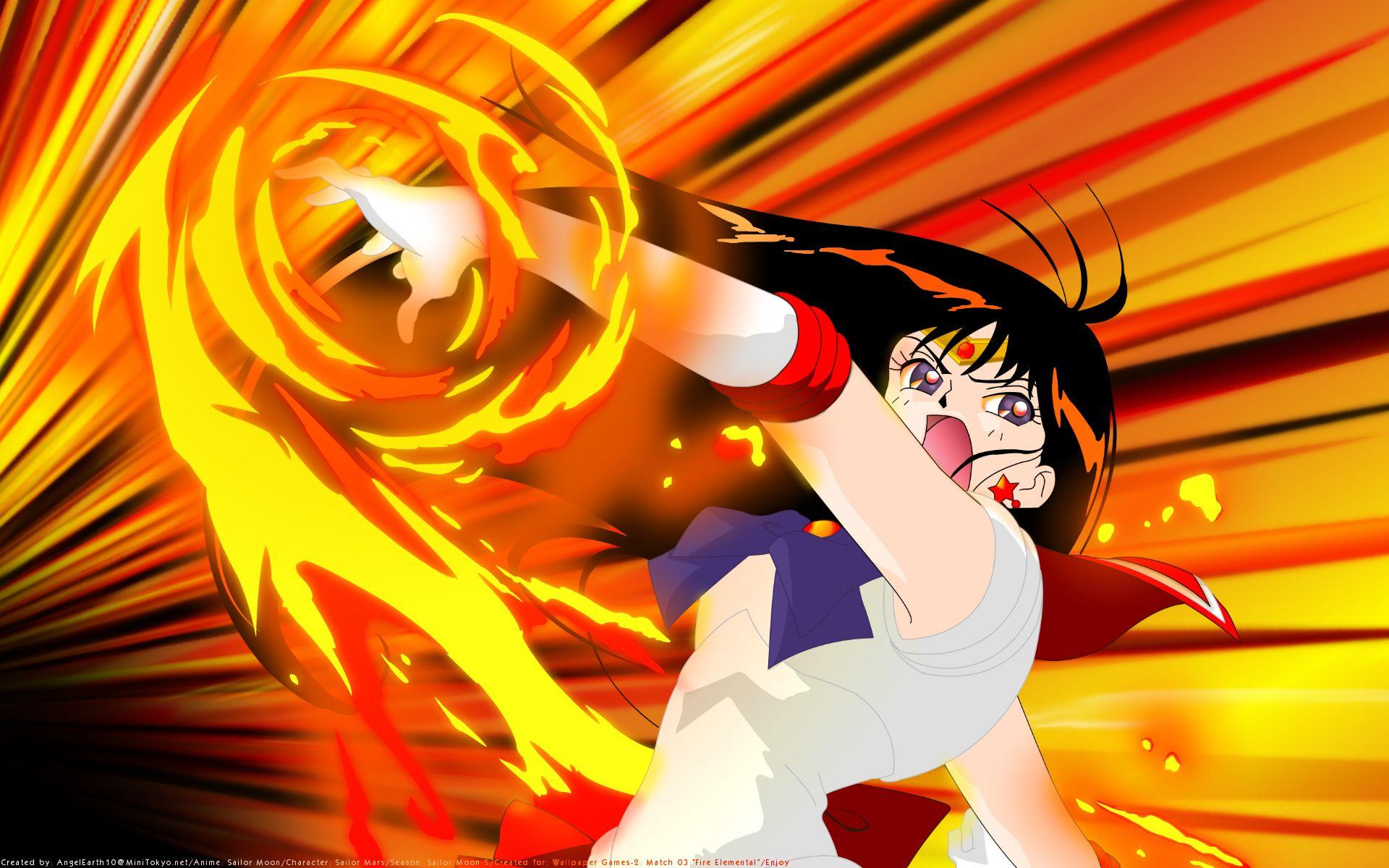 Anime girl with flames in her hand - Sailor Mars