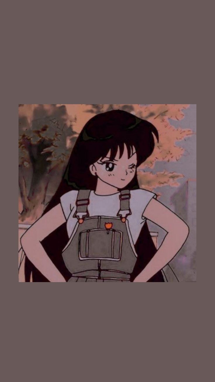 Anime girl in overalls and a white shirt - Sailor Mars