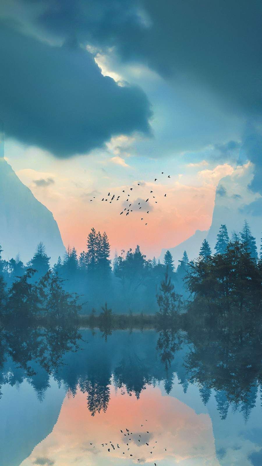 Lake Reflection iPhone Wallpaper. Instagram, Dijital sanat, Fotoğraf
