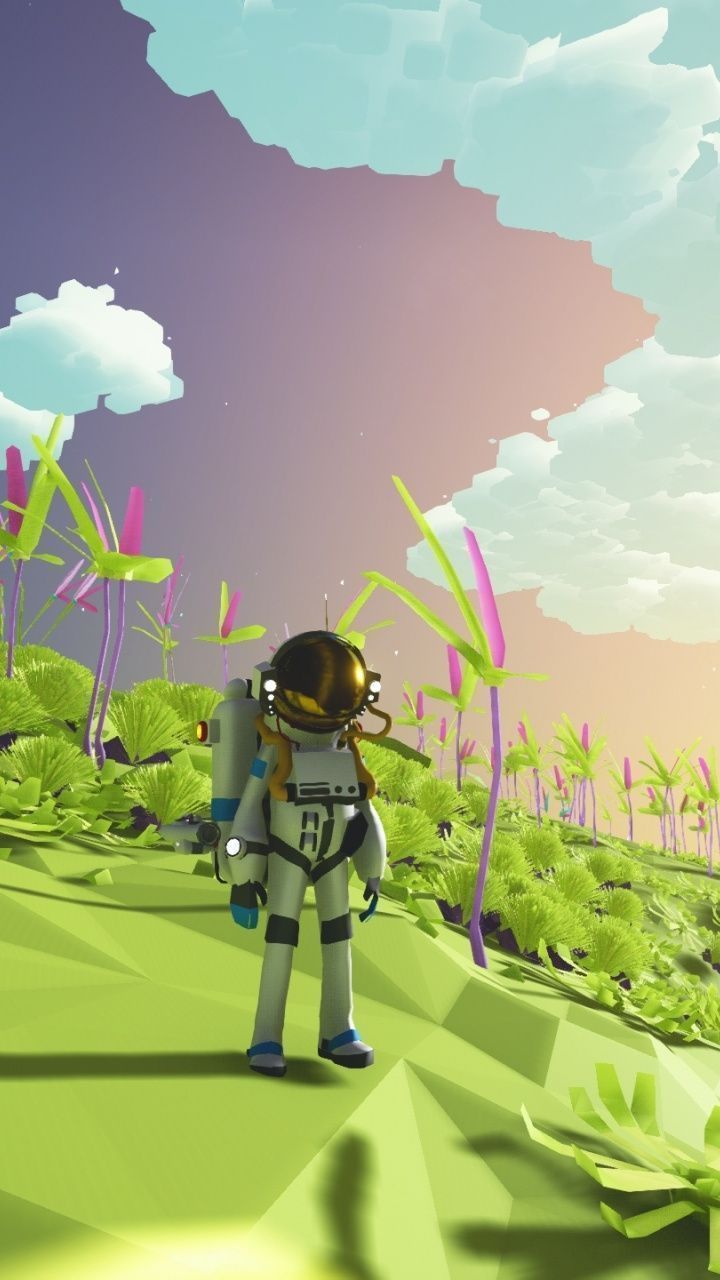 A man in an astronaut suit standing on the grass - Low poly