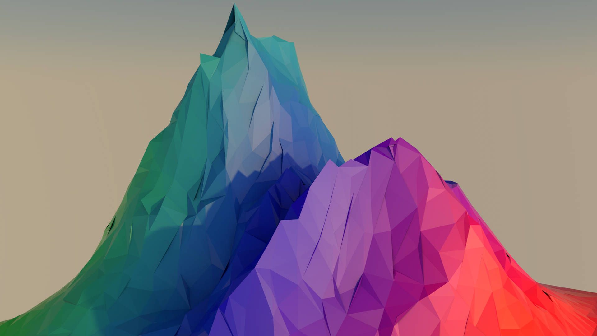 A colorful mountain with some trees on it - Low poly