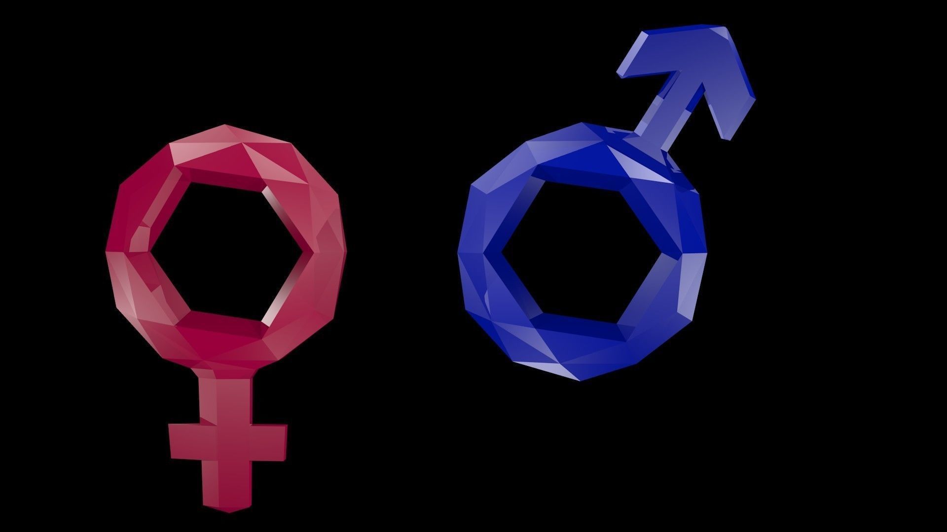 A low poly representation of the male and female symbols - Low poly