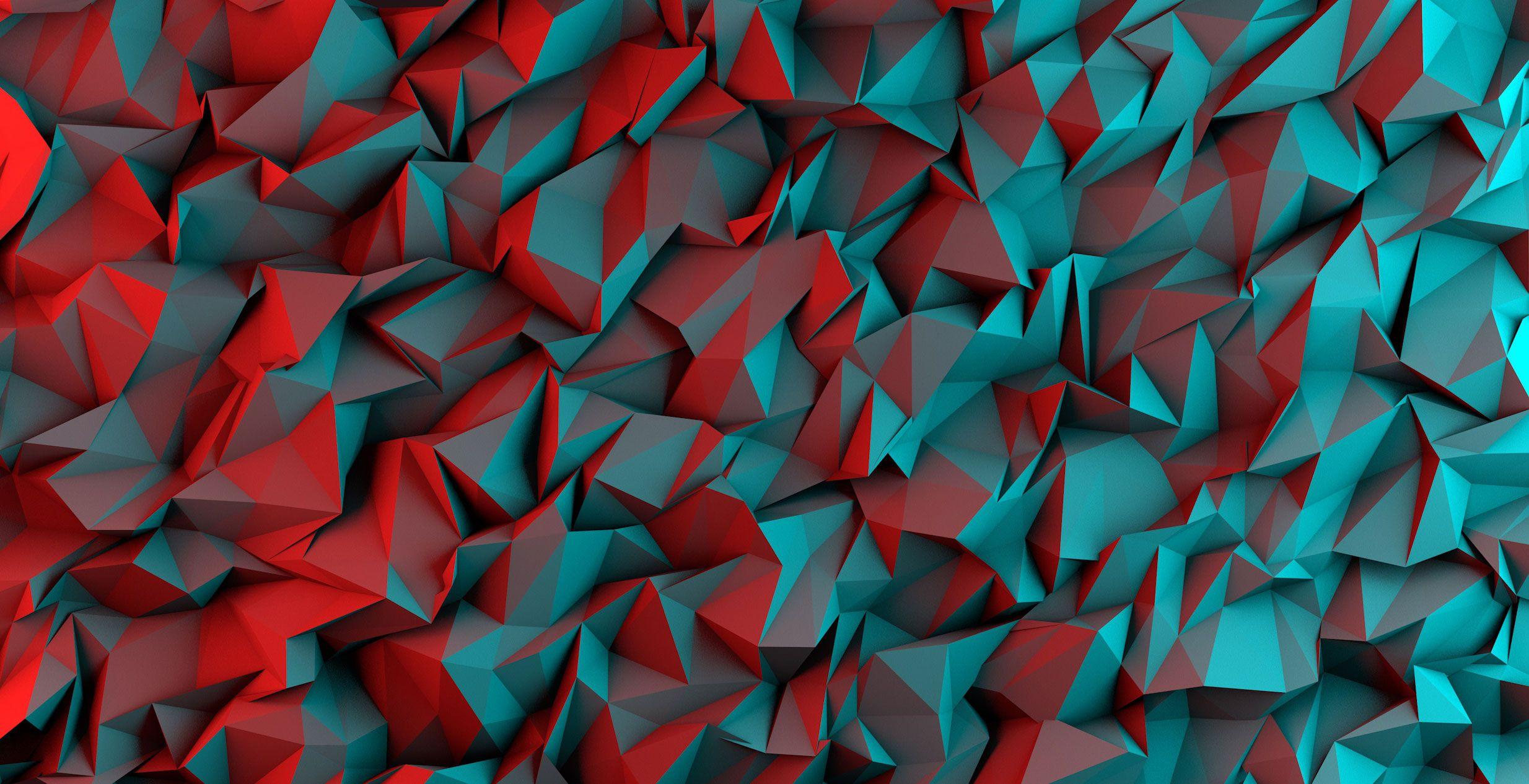 A red and blue abstract background - Low poly