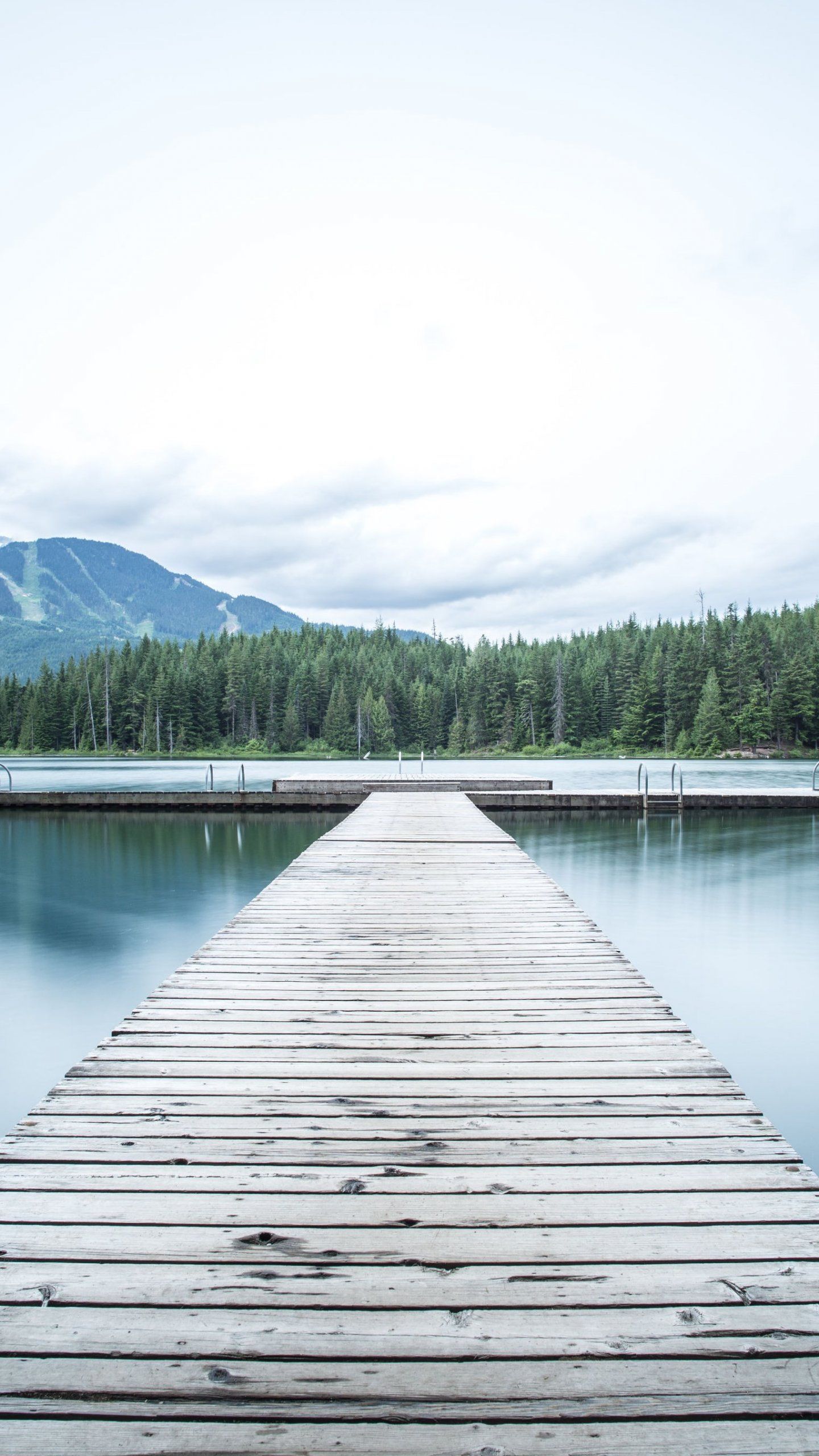 A wooden dock that is next to the water - Lake