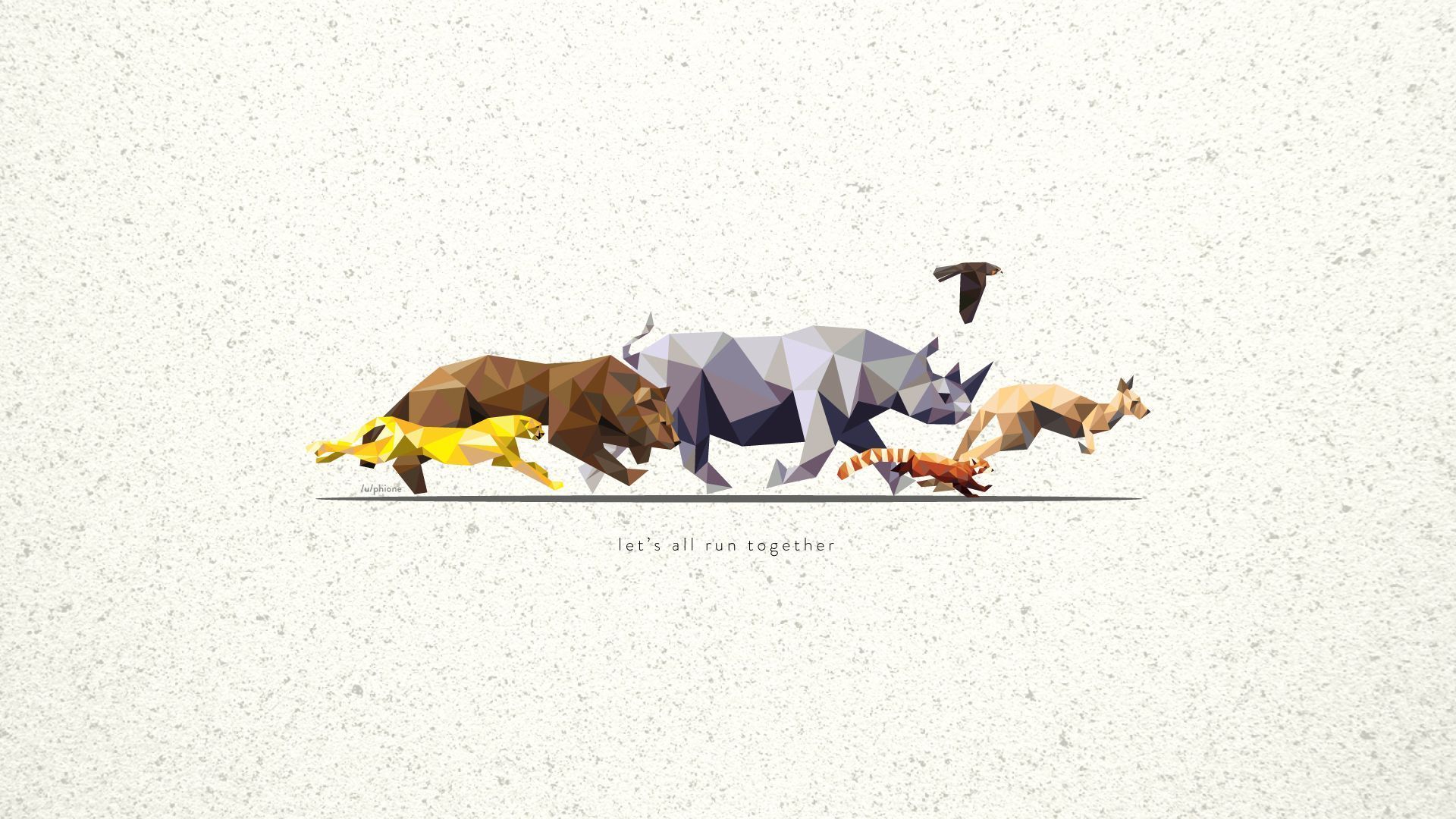 A group of animals are running in the grass - Low poly