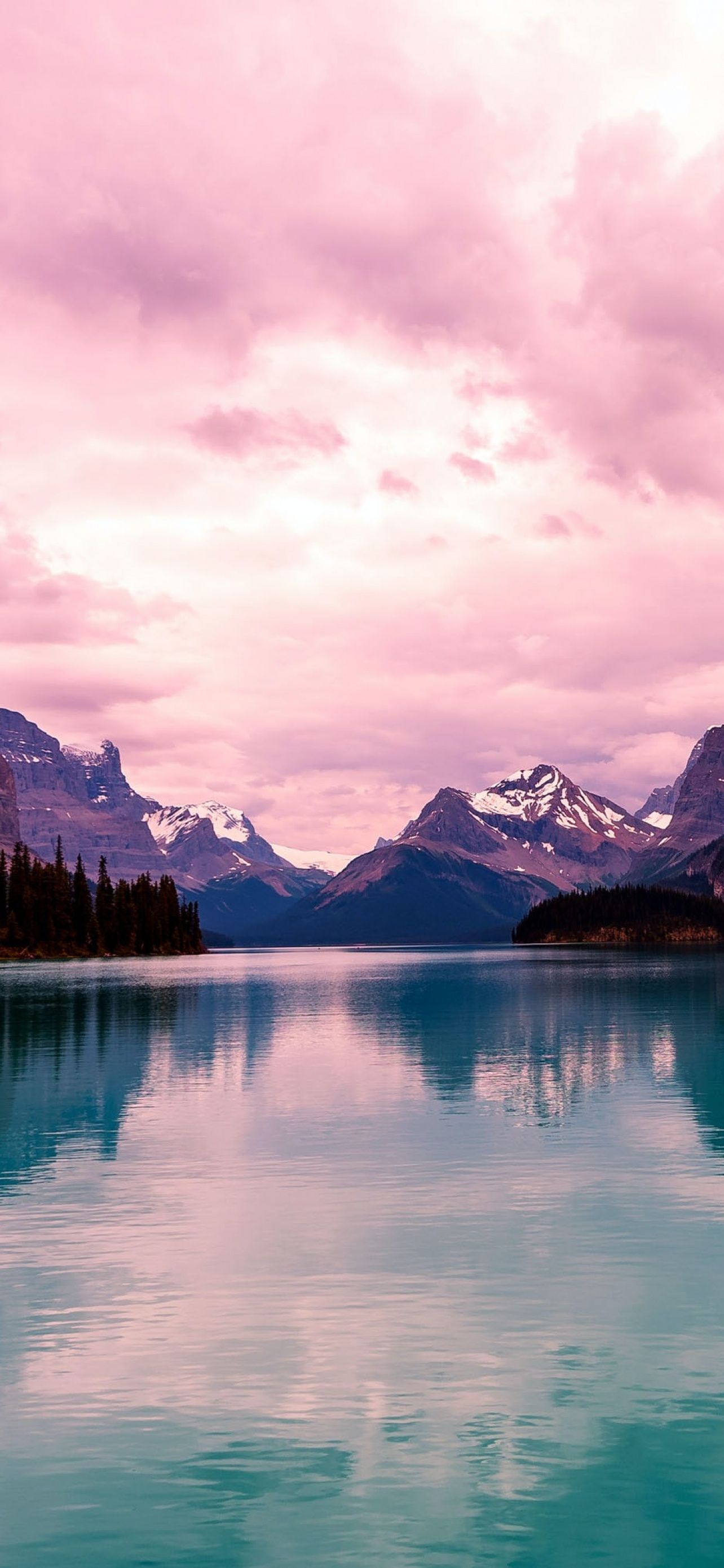 Maligne Lake Wallpaper 4K, Canada, Purple sky, Nature