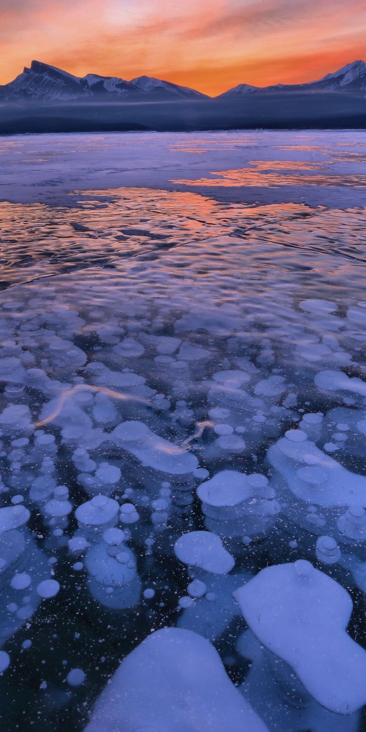 Frozen lake, icebergs, small, glacier, sunset, 1080x2160 wallpaper. Cool landscapes, Frozen lake, Beautiful wallpaper background