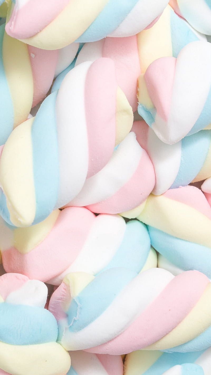 Marshmallow, sweet, pastel, spiral, pink, food, HD phone wallpaper