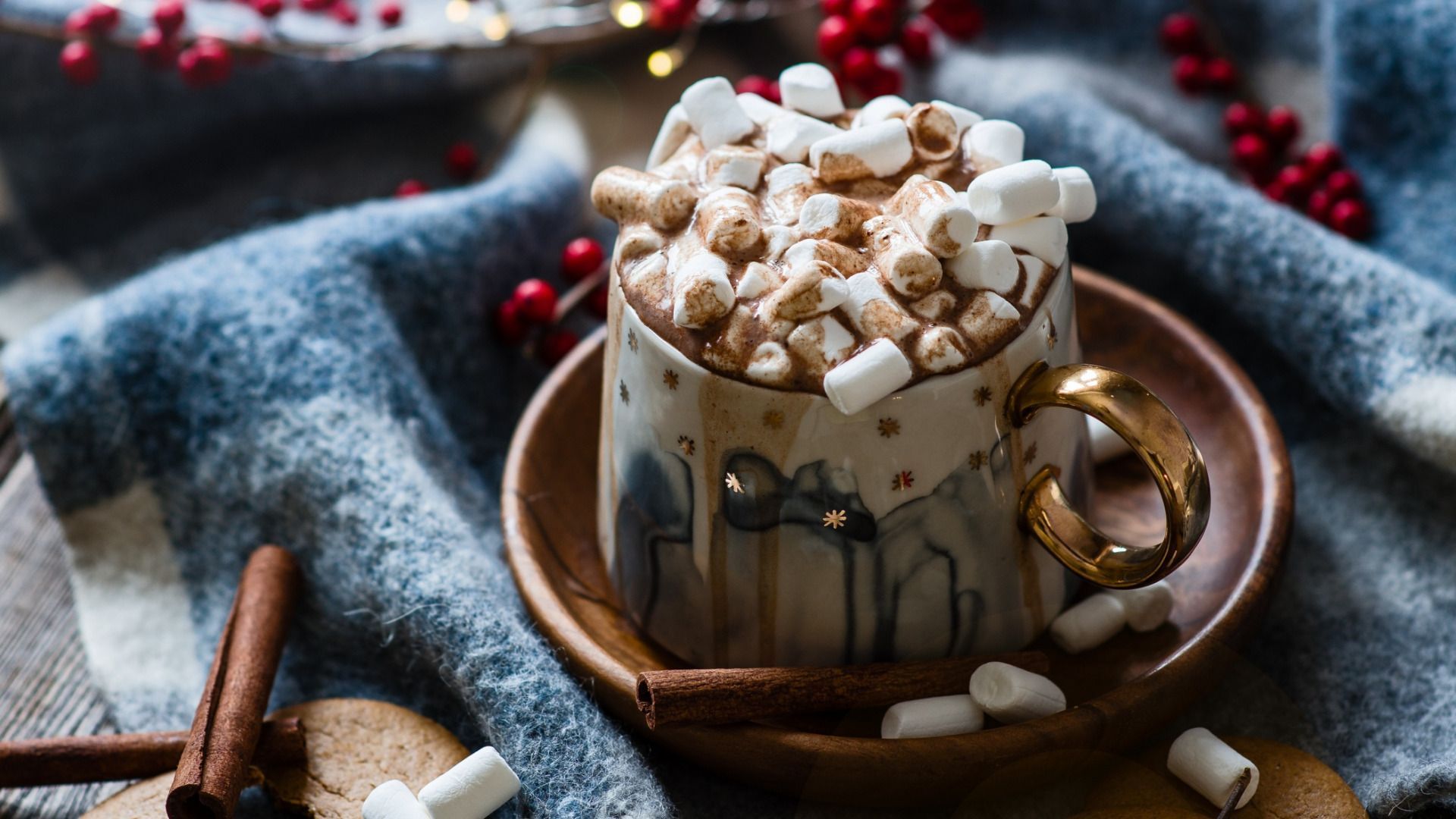 Download wallpaper the sweetness, drink, cappuccino, marshmallows, section food in resolution 1920x1080