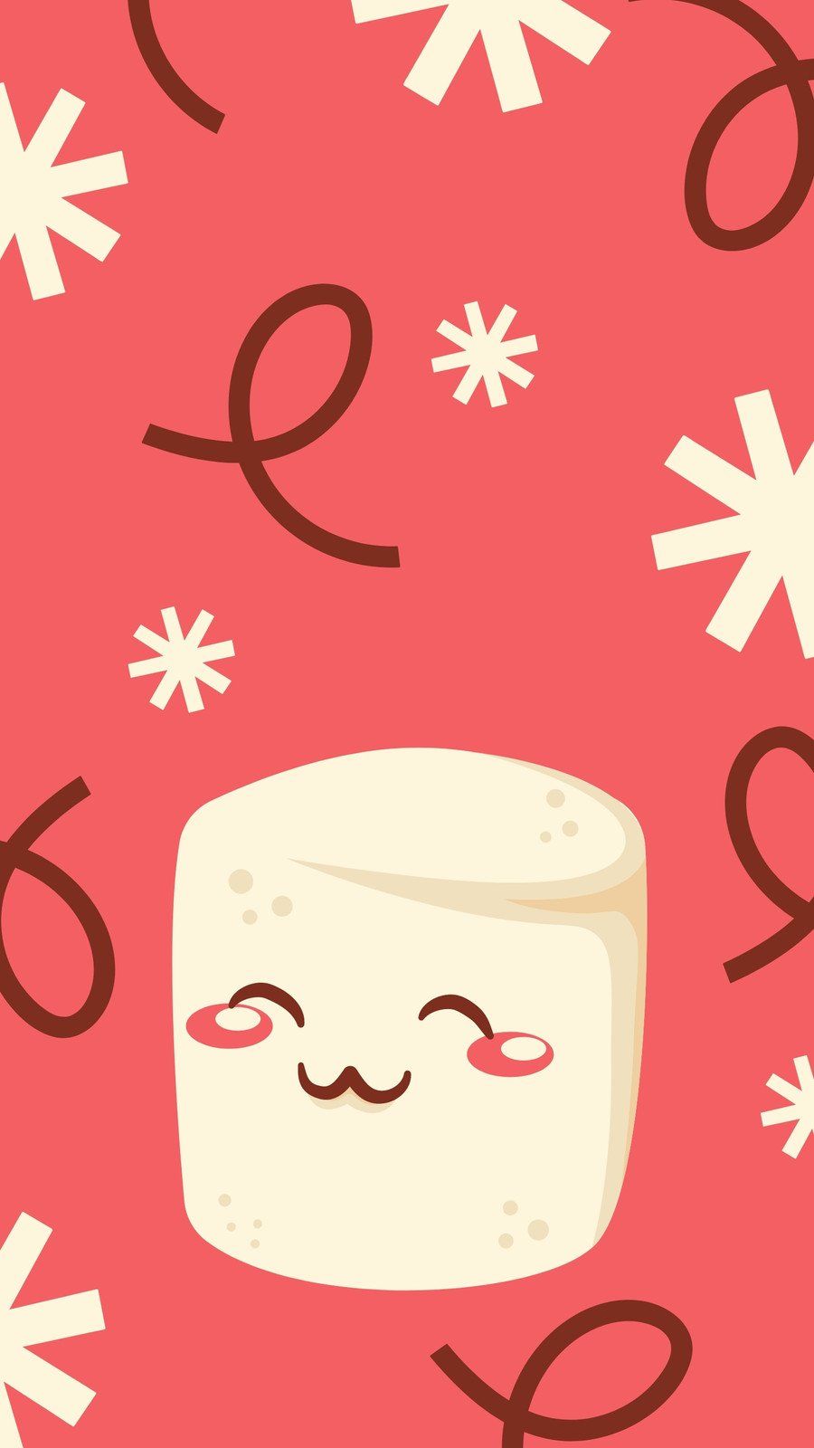 A cute cartoon character is sitting on top of some white cheese - Marshmallows, illustration