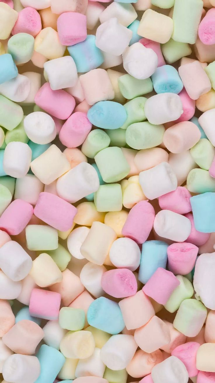A close up of marshmallows in different colors - Marshmallows