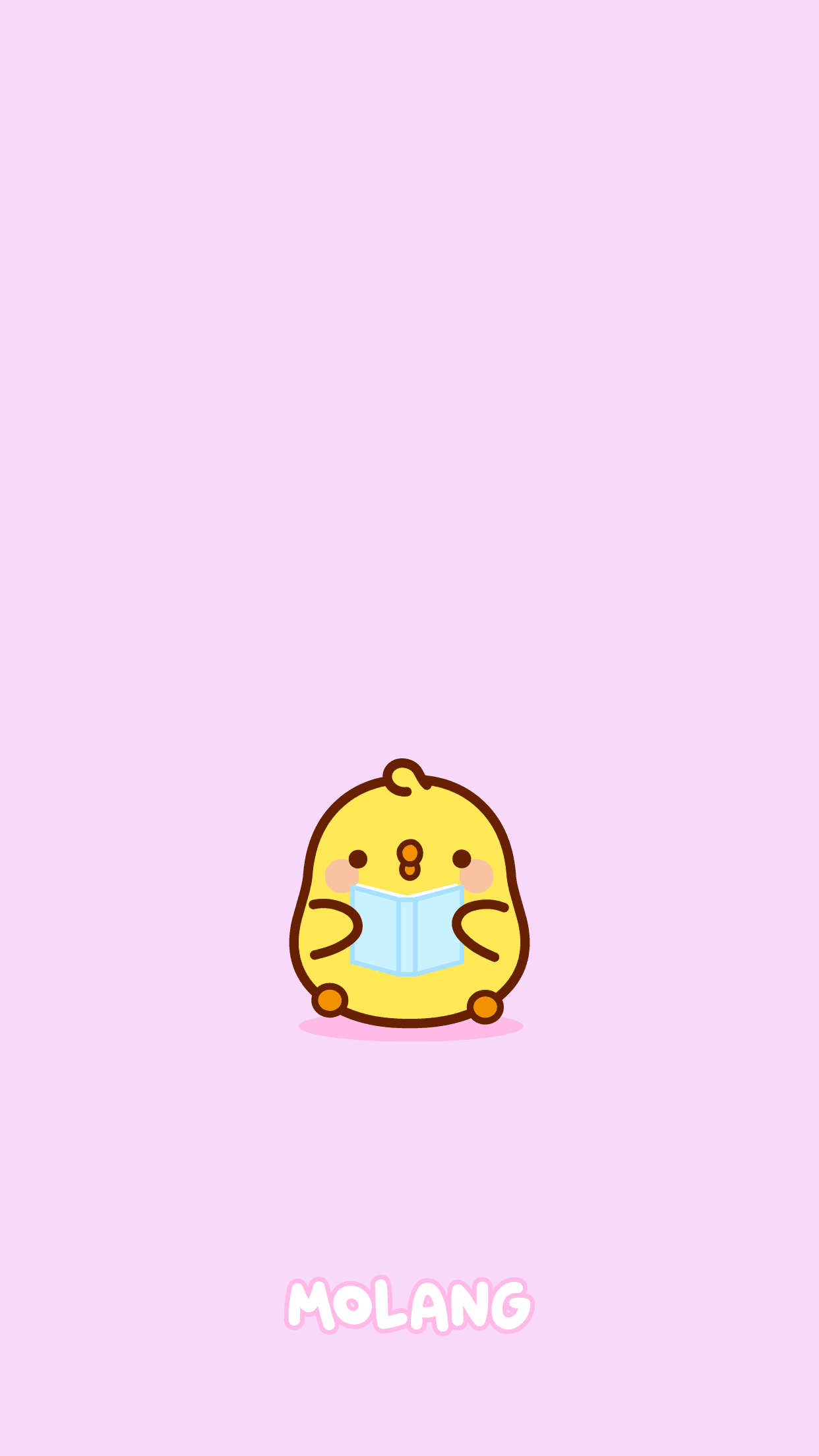 A cute little chicken is reading on the phone - Molang