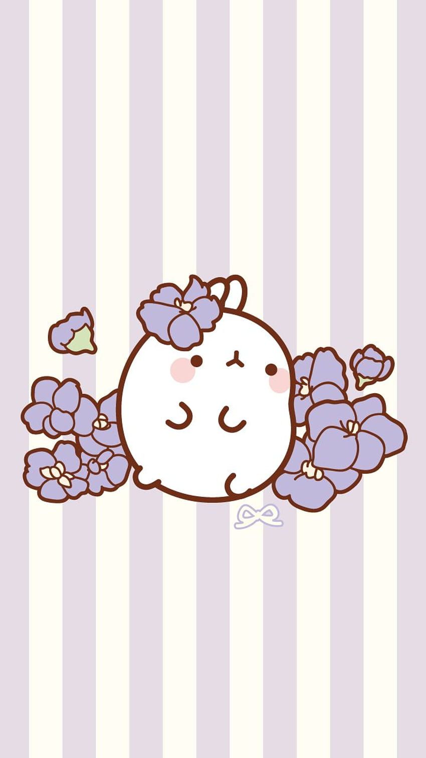 A cute white bunny with purple flowers - Molang