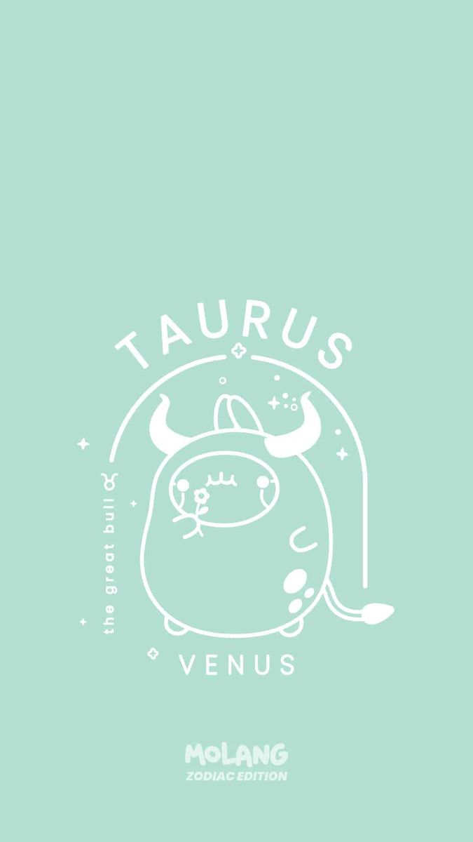 The taurus zodiac sign is shown on a green background - Molang, Taurus