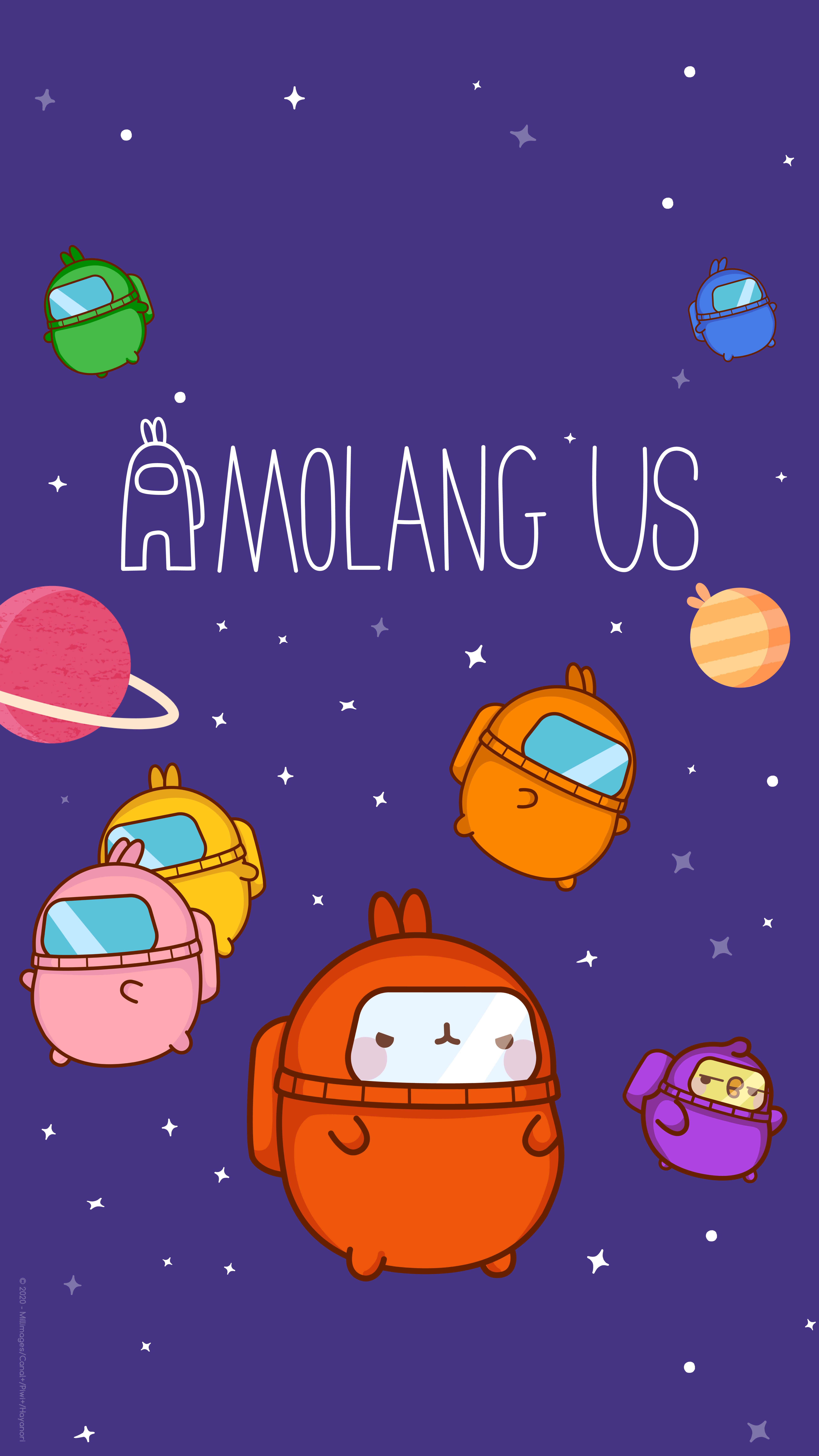 A cute Molang and friends in space - Molang, Among Us