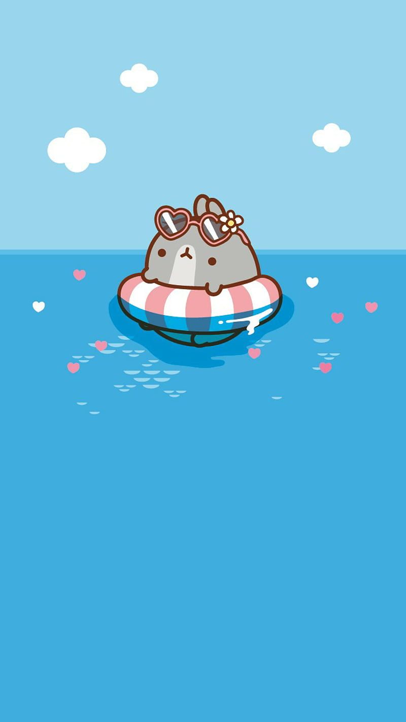 A cute little cat floating in the water - Molang