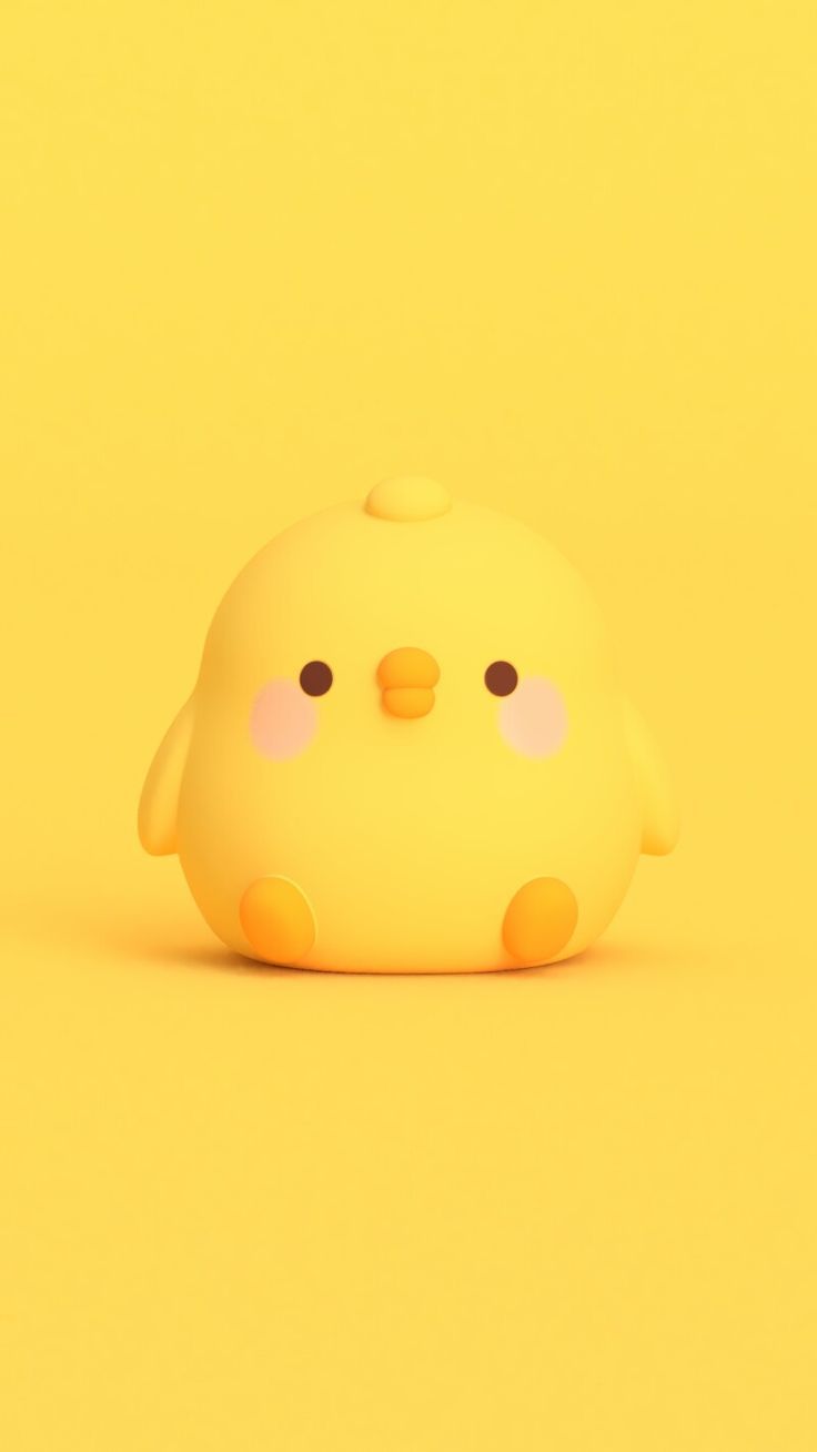 A yellow chick squishy toy on a yellow background - Molang