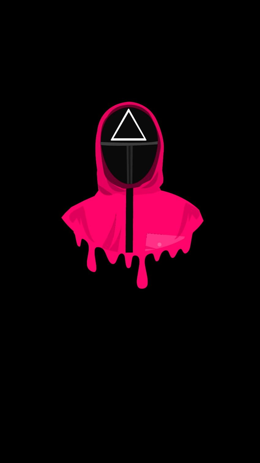 A pink hoodie with black liquid dripping from it - Squid Game