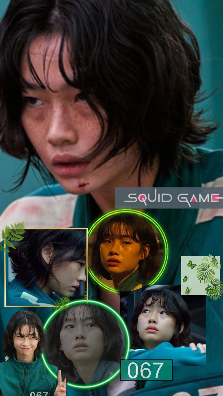 A woman with long hair is shown in an advertisement - Squid Game