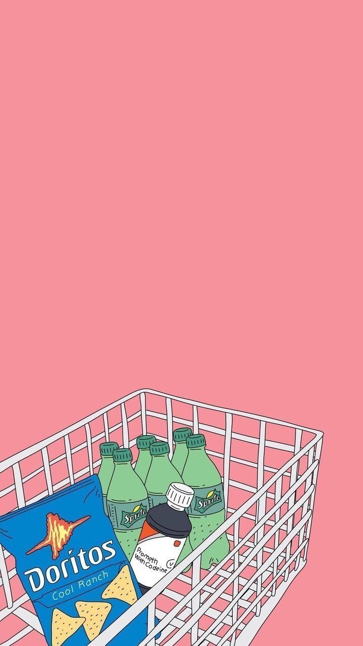 A cartoon of food in the basket - Doritos