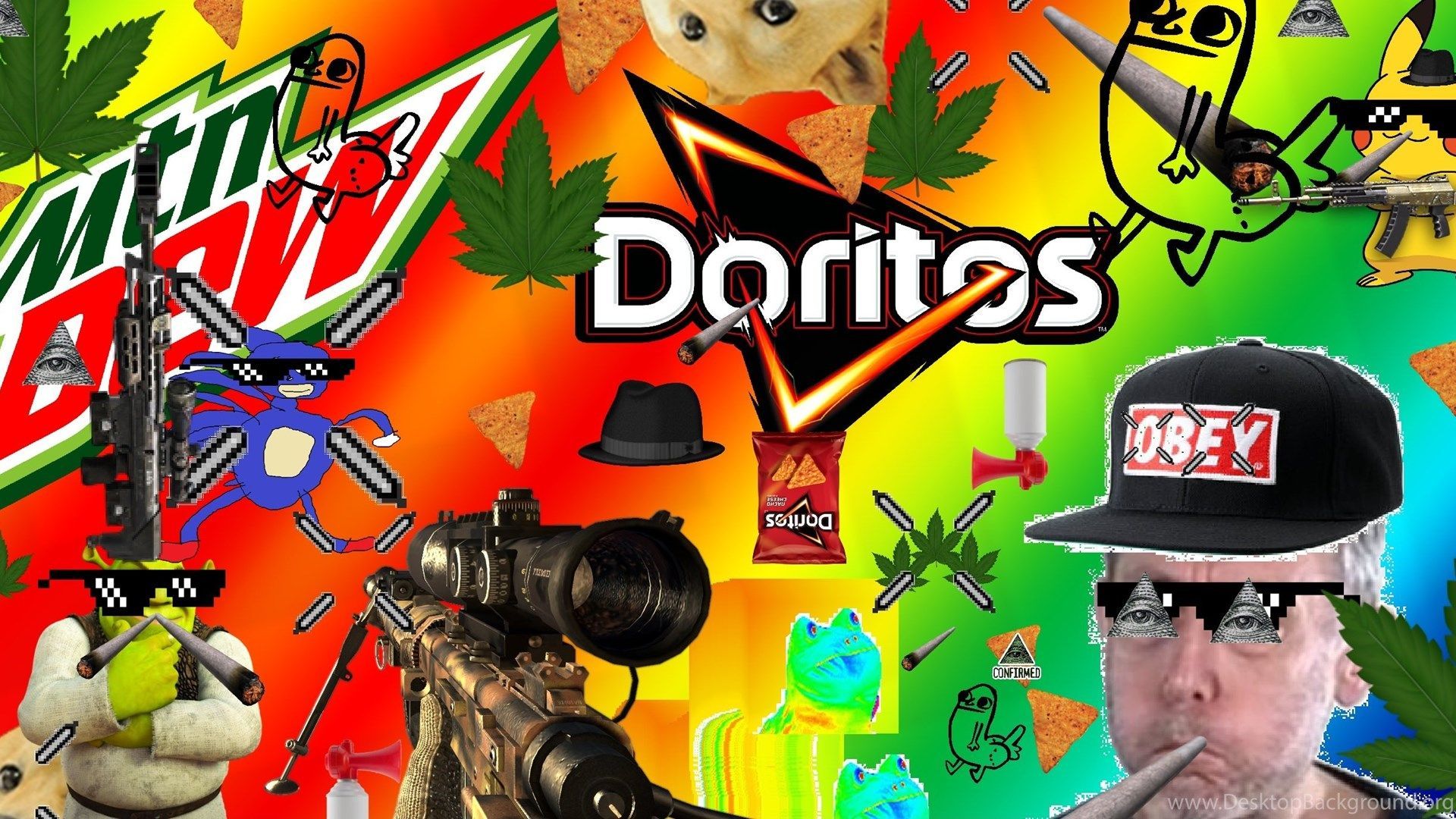 A man with sunglasses and other items on his head - Doritos