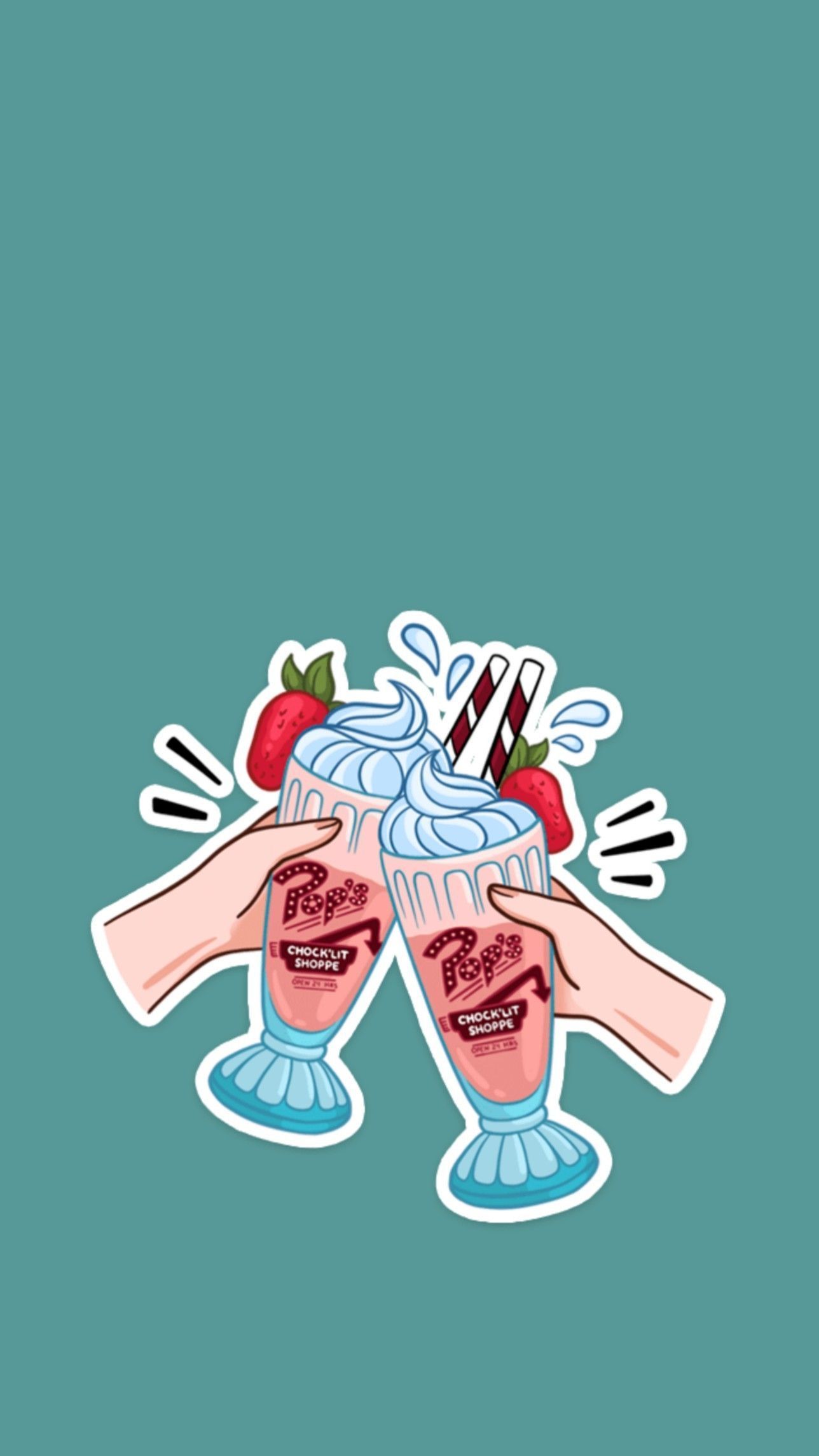 A sticker of two people holding hands with ice cream - Riverdale