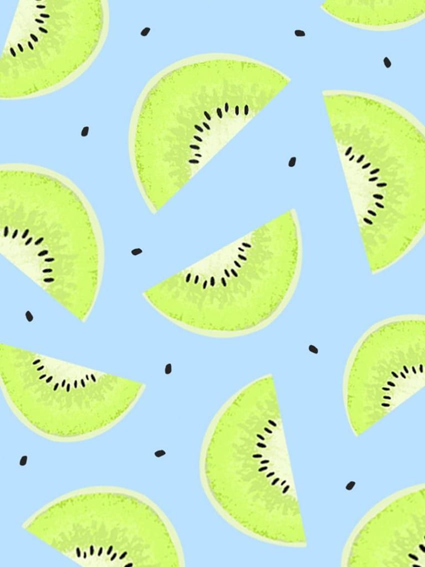 Seamless pattern with kiwi fruit on a blue background - Kiwi