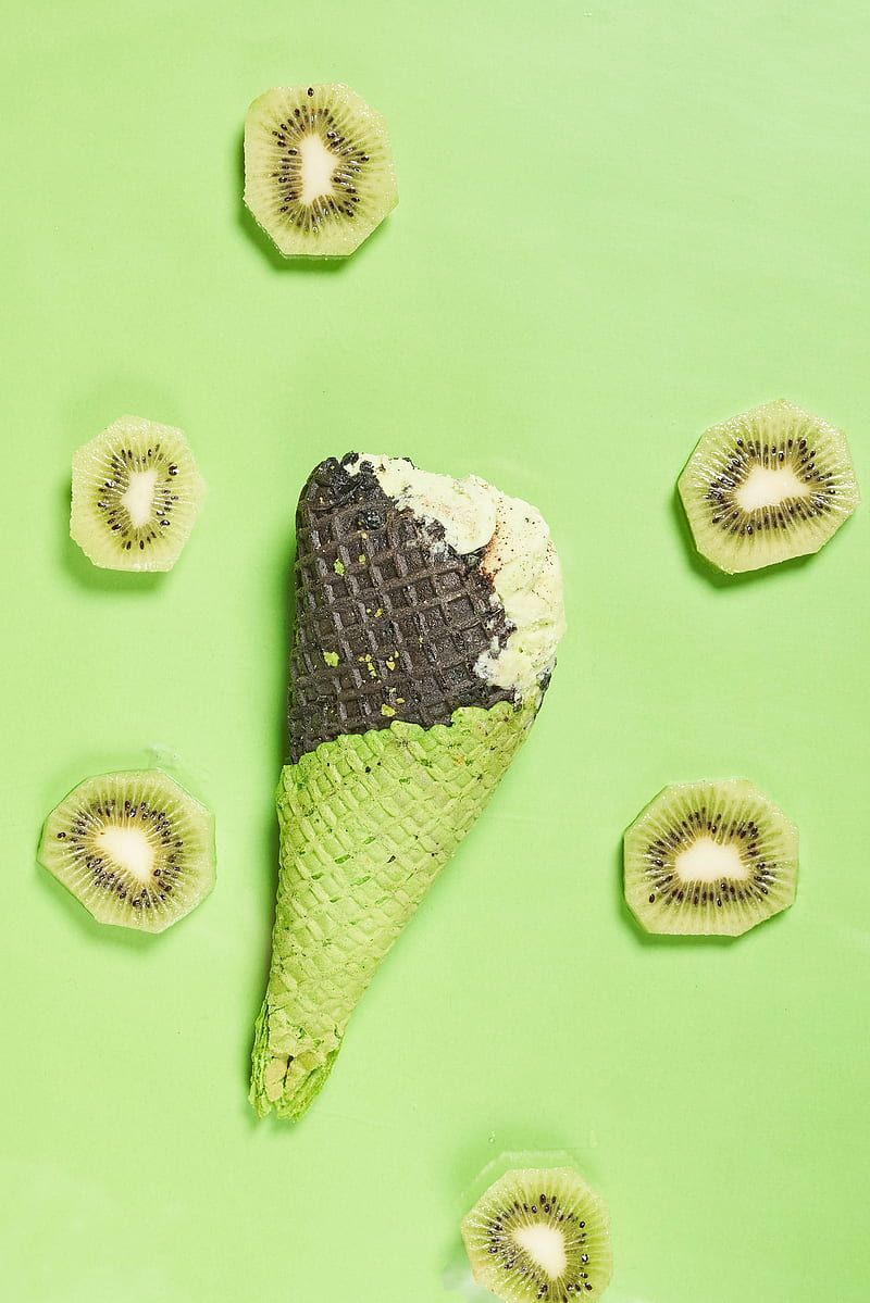 Ice cream, cone, kiwi, fruit, green, HD phone wallpaper