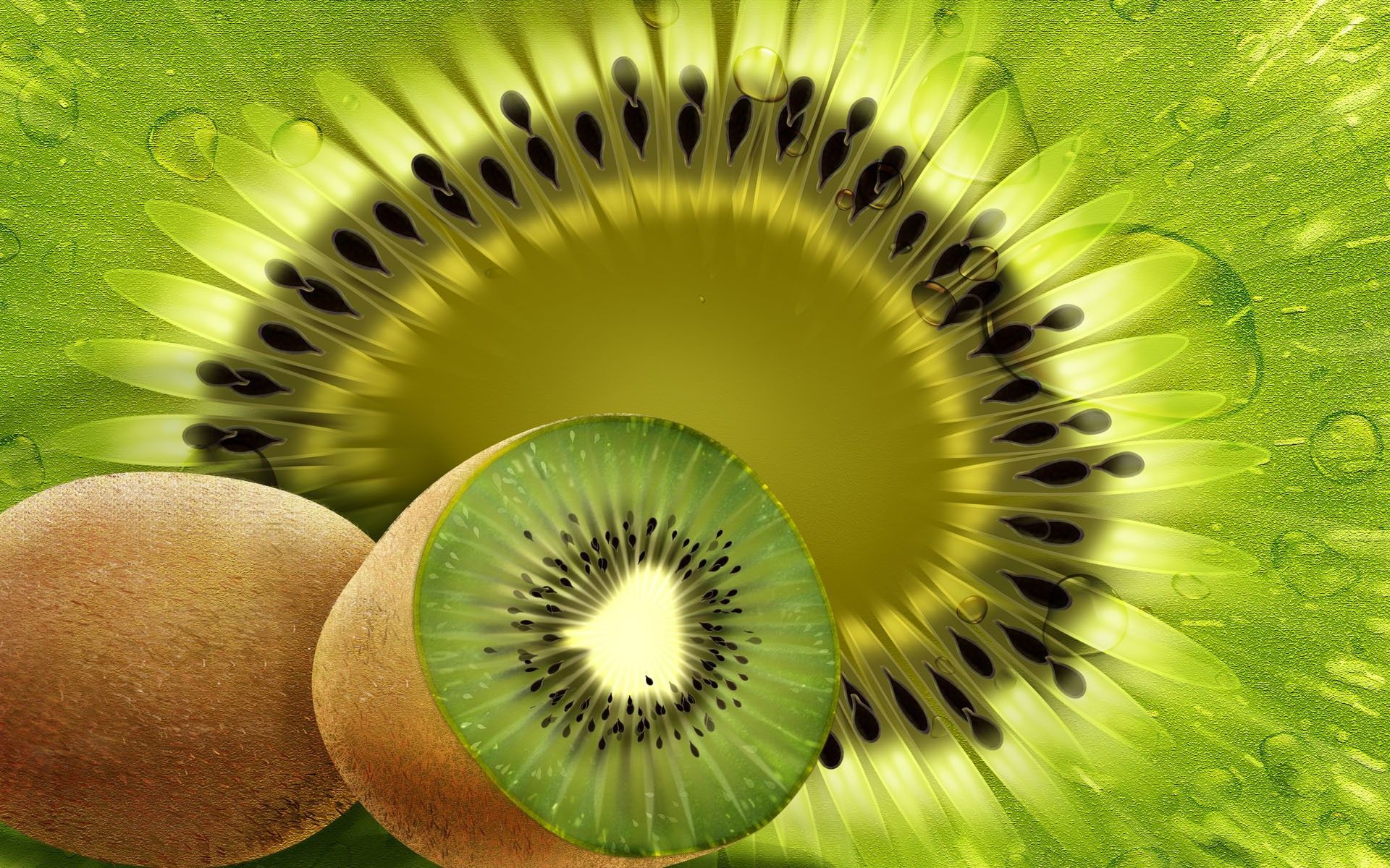 A kiwi fruit with the skin cut off - Kiwi