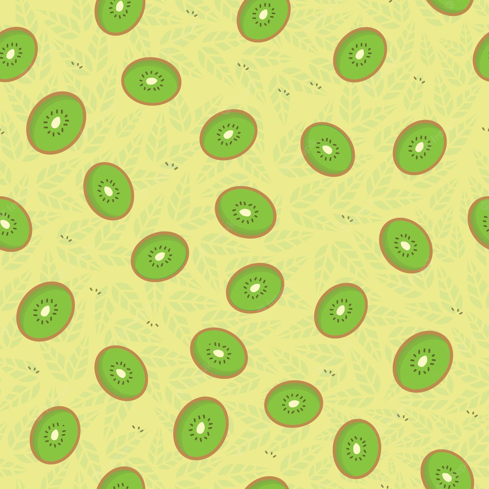 A pattern of kiwi fruit on yellow background - Kiwi