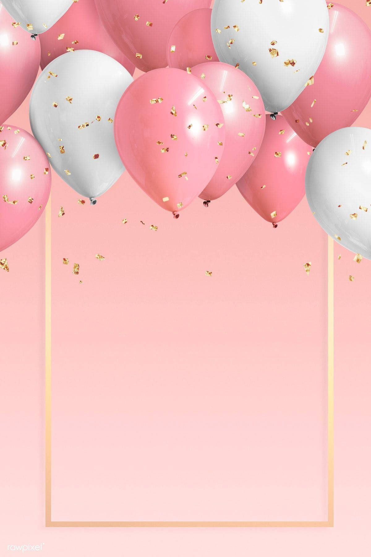 Download premium vector of Pink balloons on a pink background - Balloons, birthday