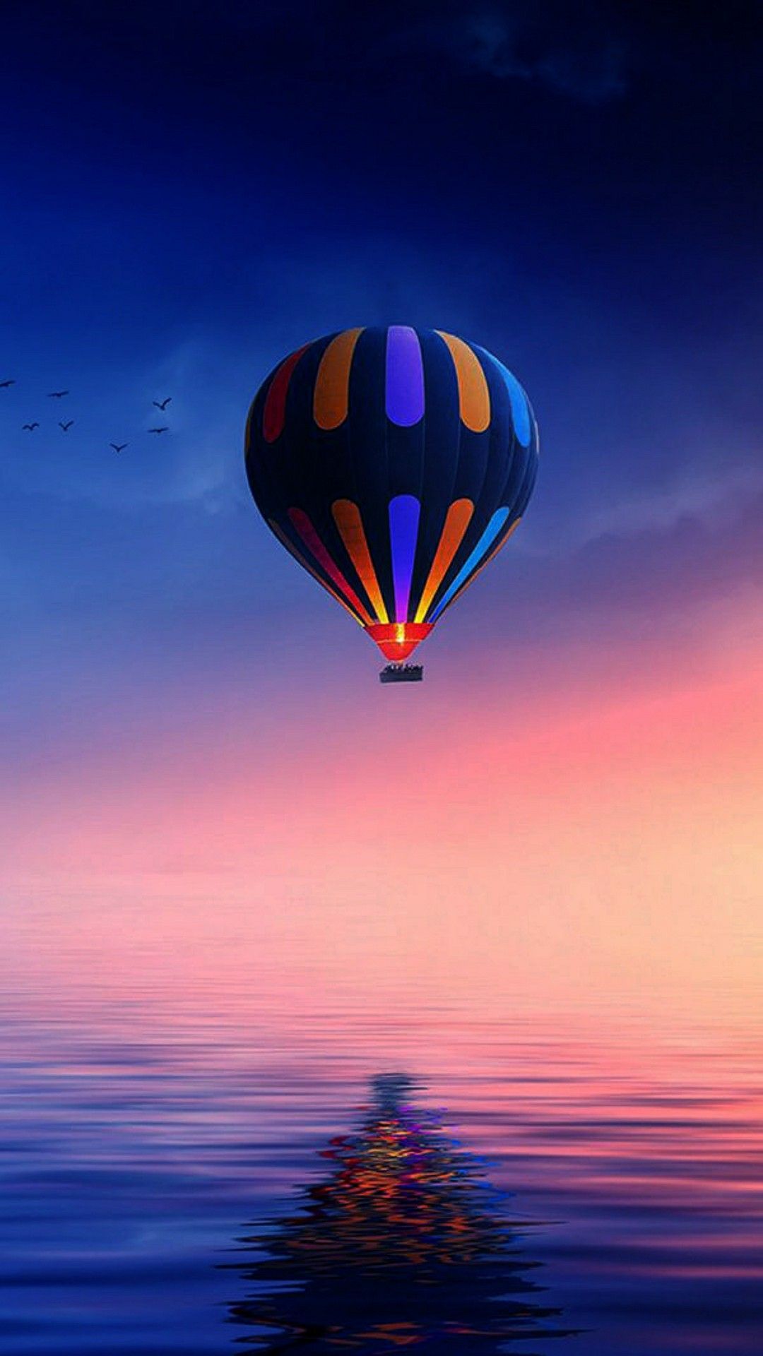 IPhone wallpaper hot air balloon in the sky at sunset - Balloons