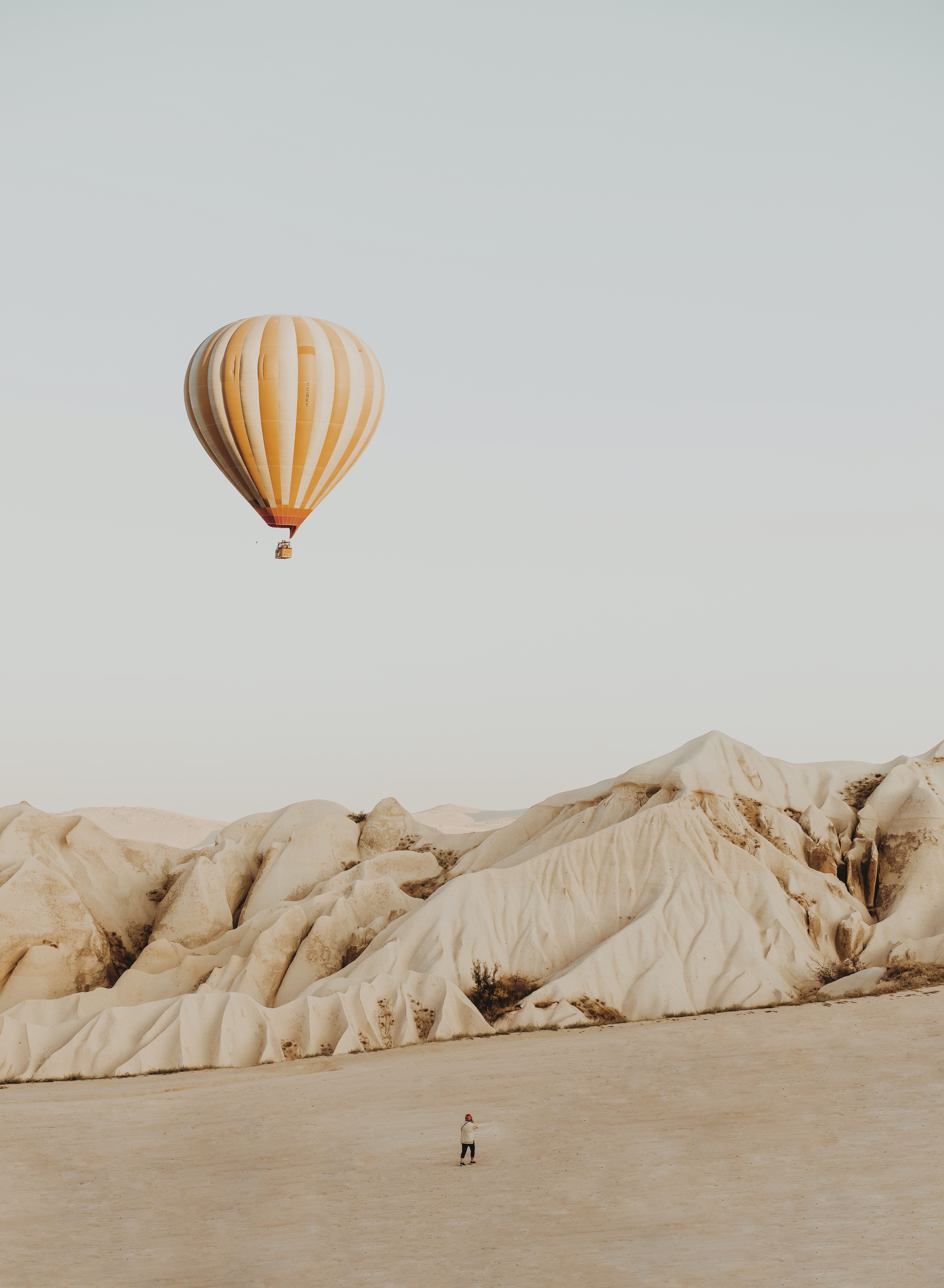 A hot air balloon flying over the desert - Hot air balloons, balloons