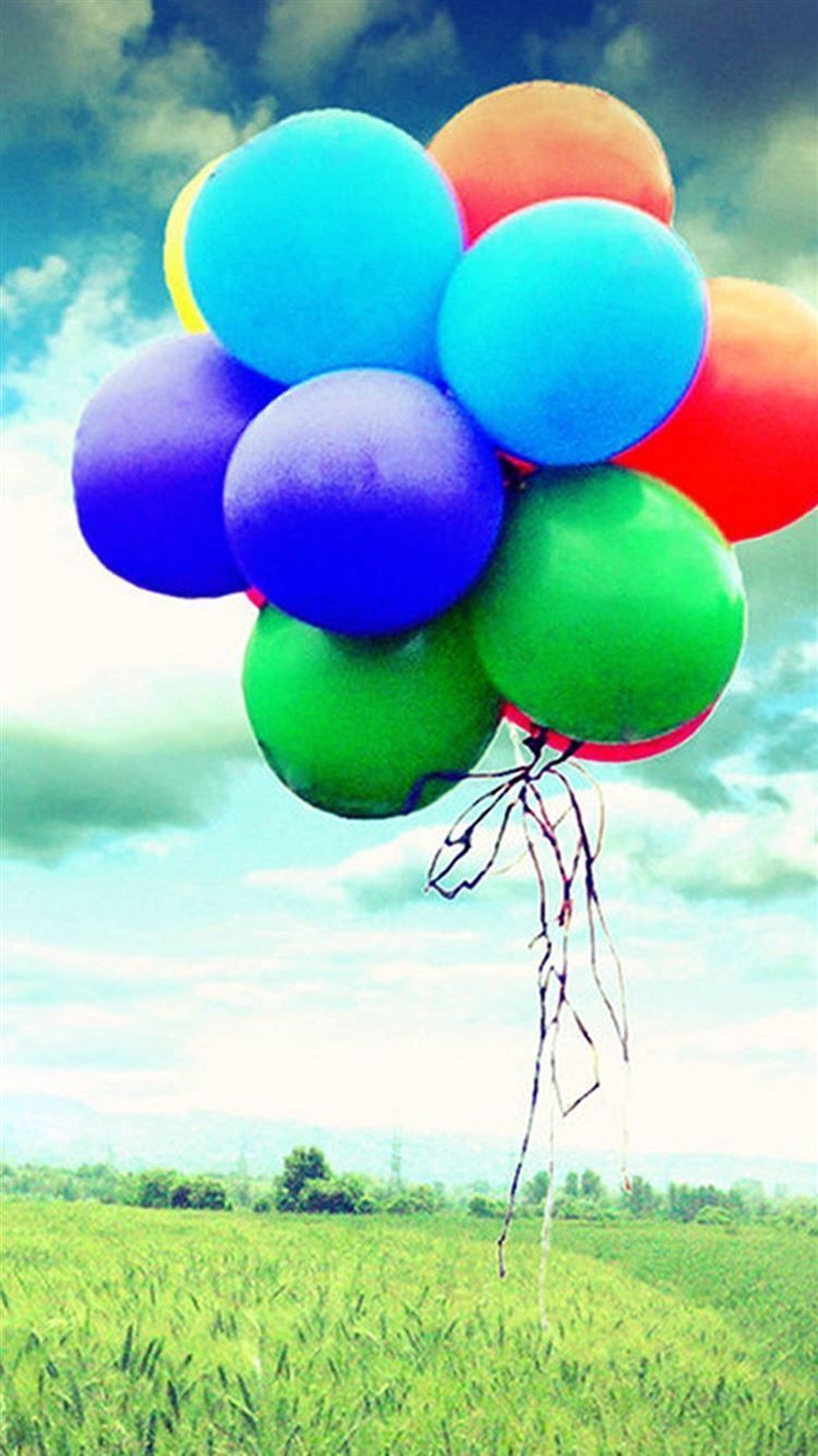 Colorful Flying Balloons iPhone 8 Wallpaper Free Download