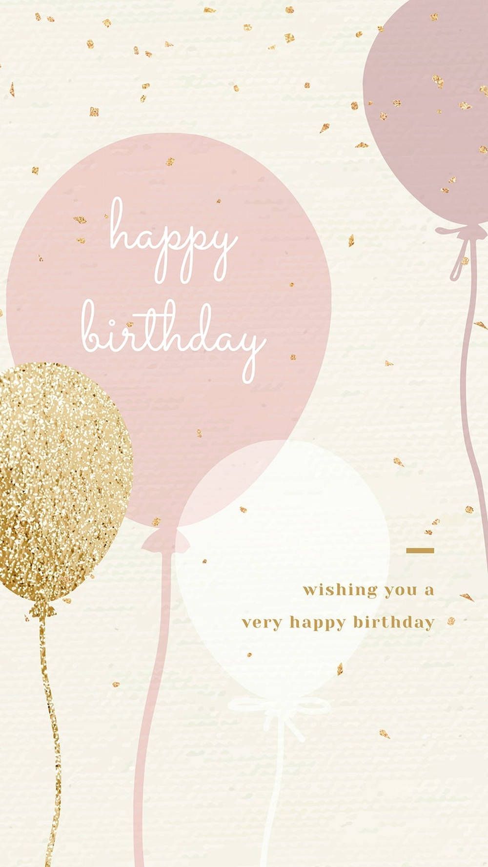 Download Aesthetic Happy Birthday Gold And Pink Balloons Wallpaper