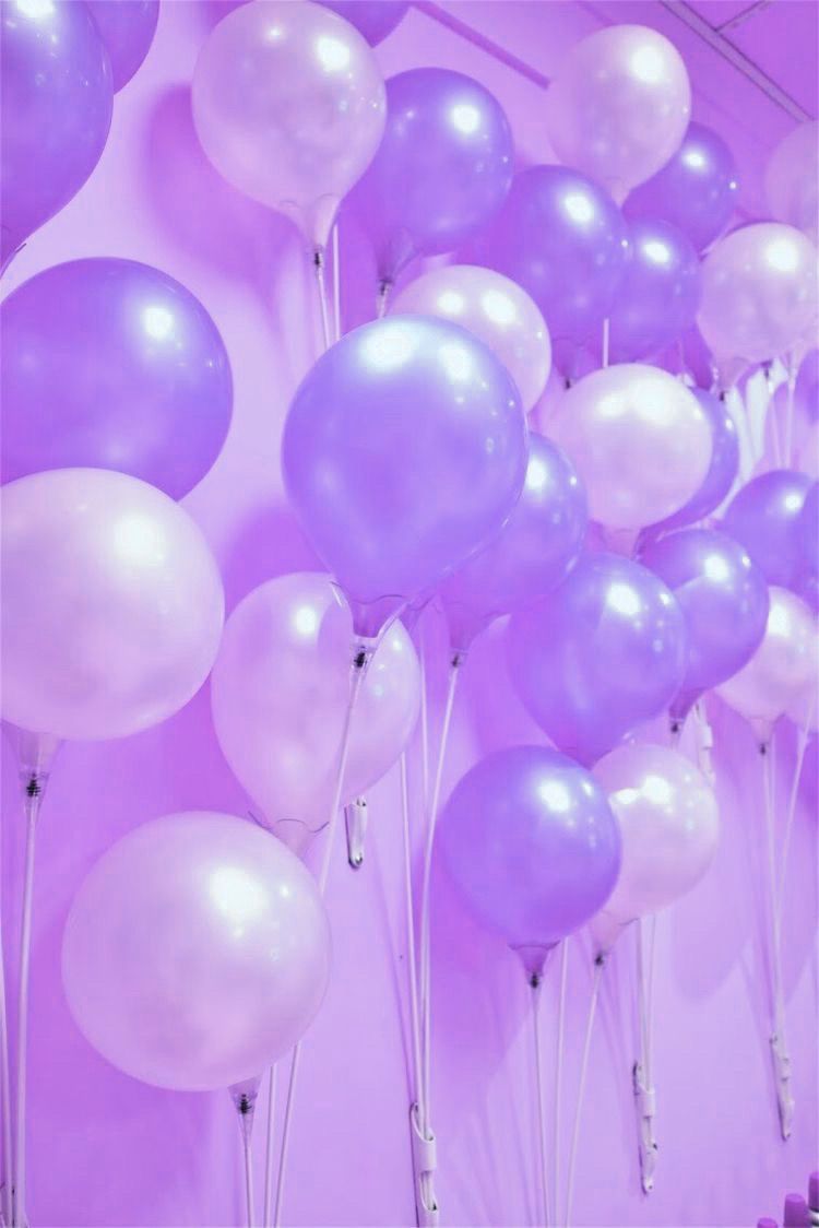 A wall of purple and white balloons - Balloons