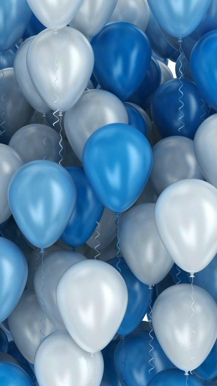 A large number of blue and white balloons - Balloons